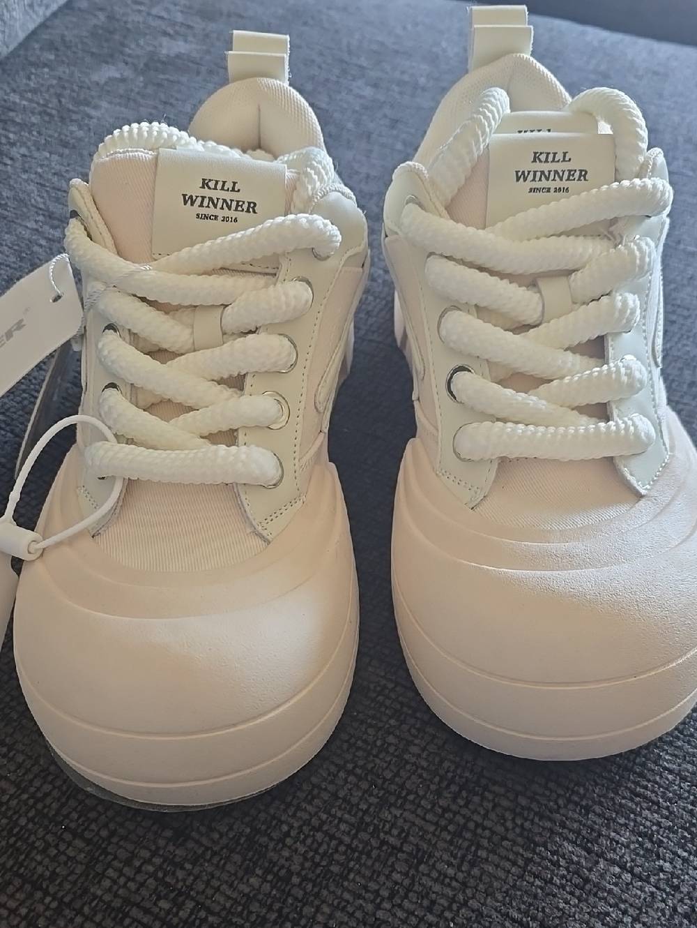 Kids White Platform Sneakers